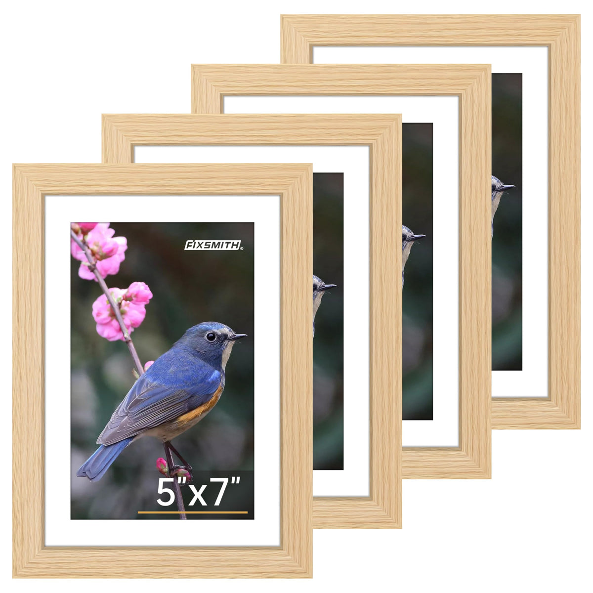 FIXSMITH 5x7 Picture Frame Bulk-4 Pack, Gold Picture Frames Collage Wall Decor, Wall & Tabletop Picture Frames, Photo Frame with HD Plexiglass, Display Pictures 4x6 with Mat or 5x7 Without Mat