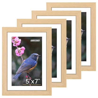 FIXSMITH 5x7 Picture Frame Bulk-4 Pack, Gold Picture Frames Collage Wall Decor, Wall & Tabletop Picture Frames, Photo Frame with HD Plexiglass, Display Pictures 4x6 with Mat or 5x7 Without Mat