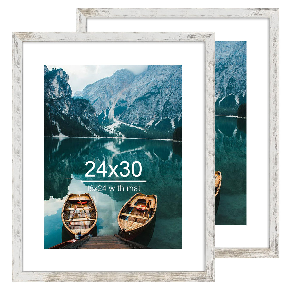 Hongkee 5x7 Picture Frame Set of 2, Real Glass and Wood Frame for Mat 4x6