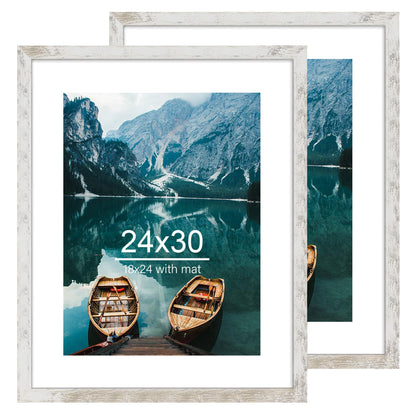 Hongkee 5x7 Picture Frame Set of 2, Real Glass and Wood Frame for Mat 4x6