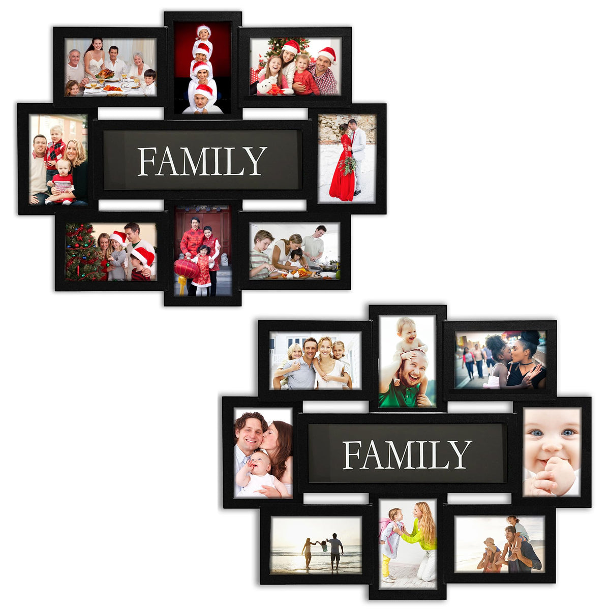 Jerry & Maggie Family Photo Frame 22x17, PVC Picture Frames Collage Wall Decor 9 Opening Wall Hanging For 6x4 Photos 8 Pack, No-Assembly 3D Design Waterproof Memorial Keepsake, Ashes