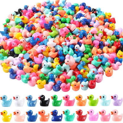 DULEFUN 150pcs Mini Resin Animals, Colorful Duck Figurine Hide DIY Decor