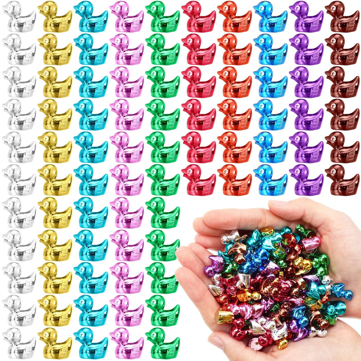 Yaocom 100 Pcs Mini Gold Duck Figurines Fall Thanksgiving Halloween Decor