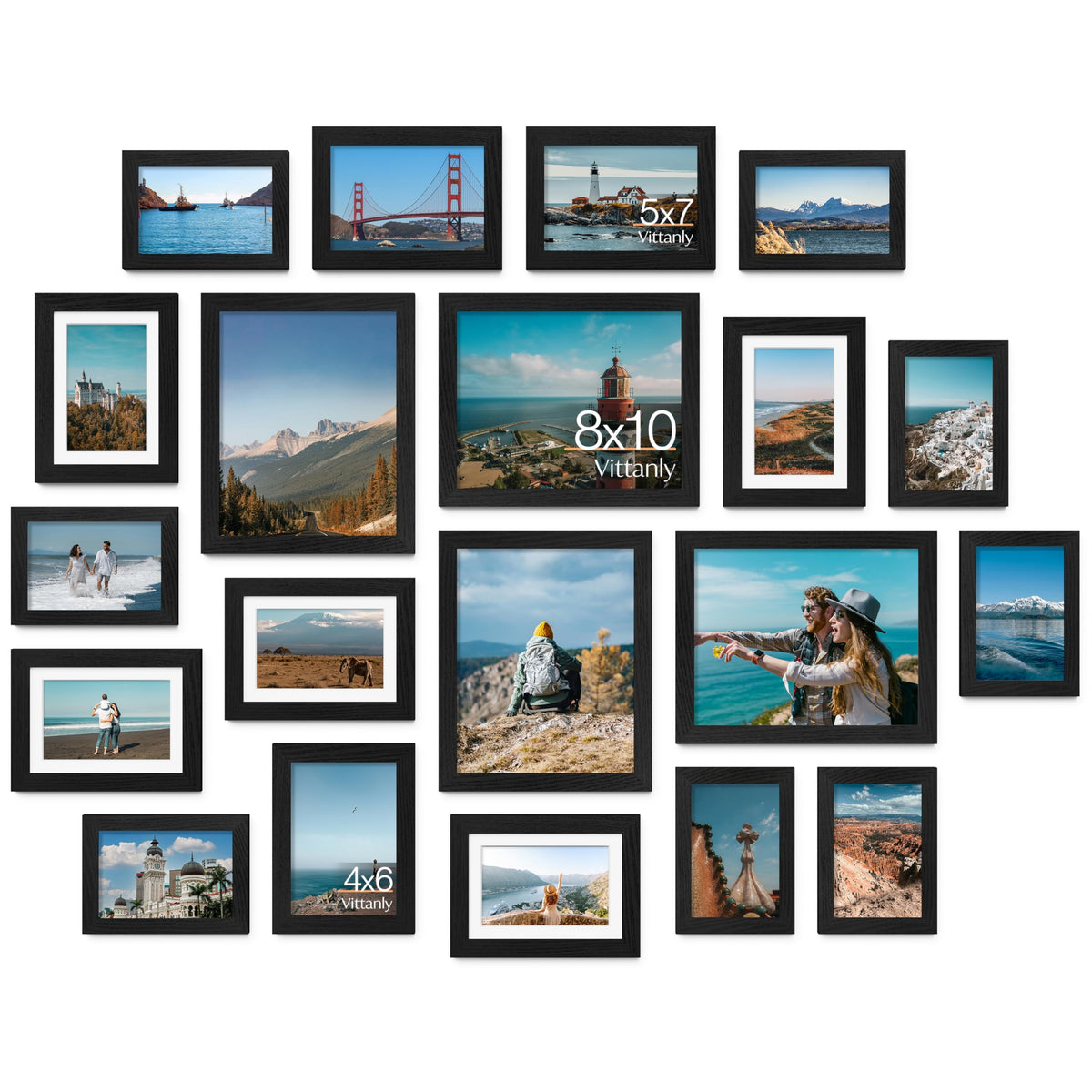 Vittanly 10 Pack Picture Frames Collage Wall Decor, Black