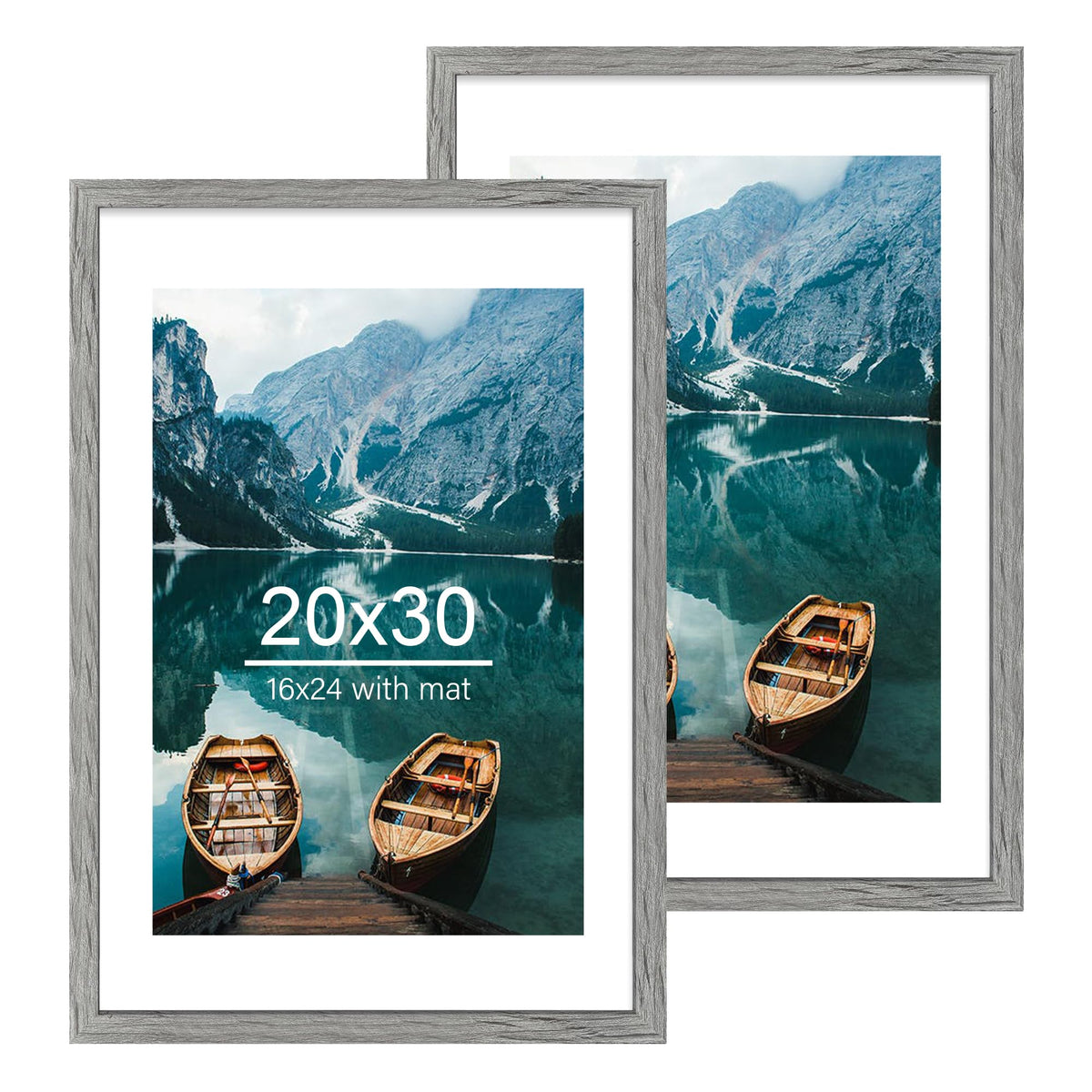 Hongkee 5x7 Picture Frame Set of 2, Real Glass and Wood Frame for Mat 4x6