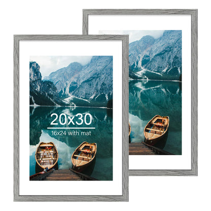 Hongkee 5x7 Picture Frame Set of 2, Real Glass and Wood Frame for Mat 4x6