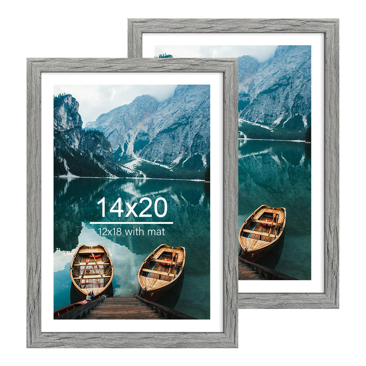 Hongkee 5x7 Picture Frame Set of 2, Real Glass and Wood Frame for Mat 4x6