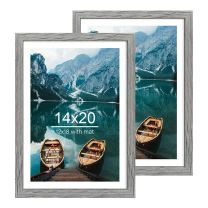 Hongkee 5x7 Picture Frame Set of 2, Real Glass and Wood Frame for Mat 4x6