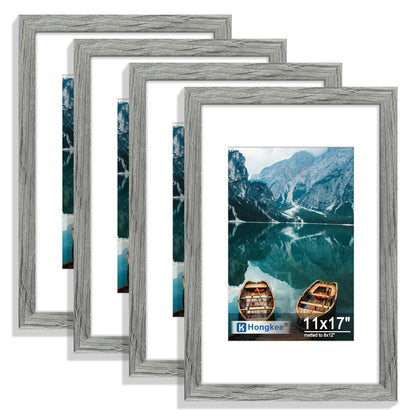 Hongkee 8x10 Picture Frame Set of 4, Real Glass and Wood Frame, 5x7 Mat