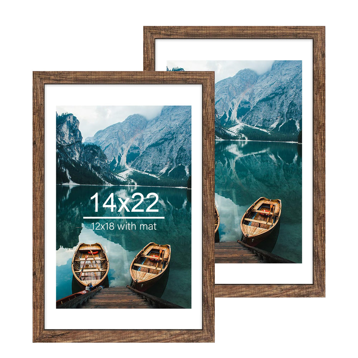Hongkee 5x7 Picture Frame Set of 2, Real Glass and Wood Frame for Mat 4x6