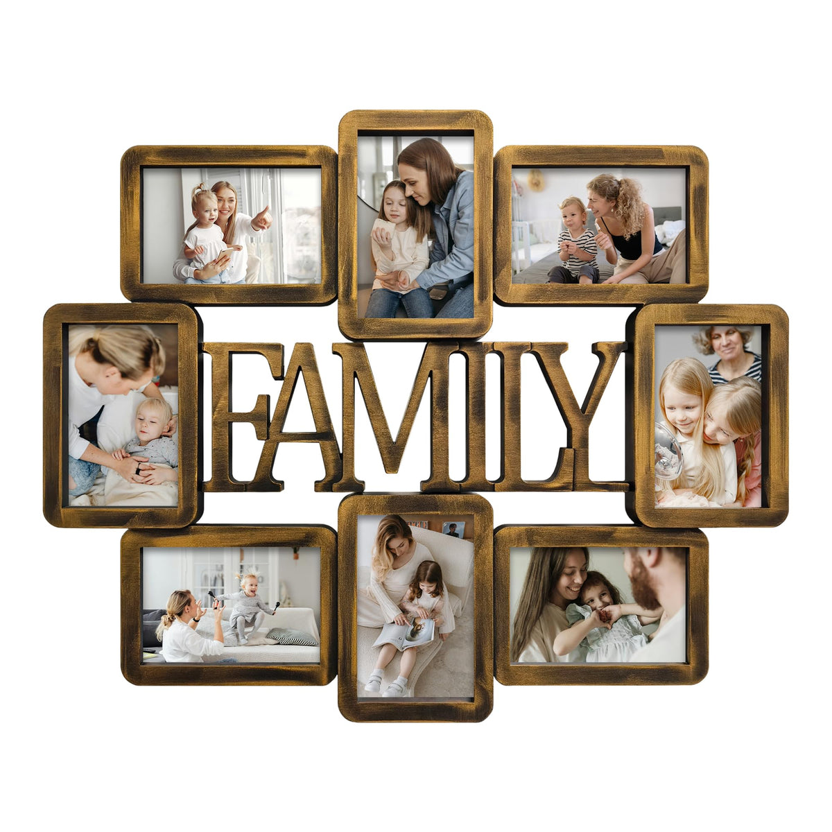 Jerry & Maggie Family Photo Frame 22x17, PVC Picture Frames Collage Wall Decor 9 Opening Wall Hanging For 6x4 Photos 8 Pack, No-Assembly 3D Design Waterproof Memorial Keepsake, Ashes