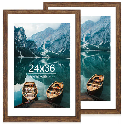 Hongkee 5x7 Picture Frame Set of 2, Real Glass and Wood Frame for Mat 4x6