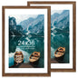 Hongkee 5x7 Picture Frame Set of 2, Real Glass and Wood Frame for Mat 4x6