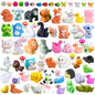 70pcs Mini Tiny Resin Animals for Fairy Garden Decor, Collectible, to Hide, Miniature Landscape, Dollhouse Accessories, Crafts Projects, Easter Scatter, DIY Terrarium(70 Styles)