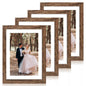 iRahmen 8x10 Picture Frame Set of 4, High Definition Real Glass Rustic Brown Frame, 8 x 10 Wood Photo Frames for Desktop Display and Wall Mounting