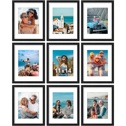 Vittanly 8x10 Picture Frames Set of 9 for Wall or Tabletop Display, Gold