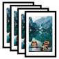 Hongkee 8x10 Picture Frame Set of 4, Real Glass and Wood Frame, 5x7 Mat