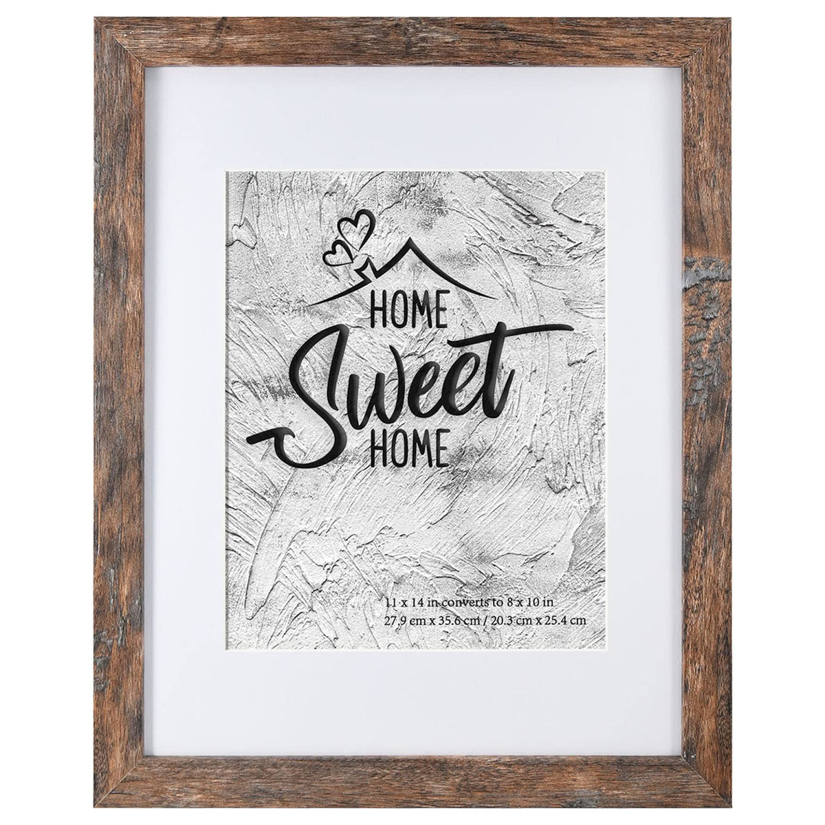 Califortree 5x7 Picture Frame - Can Display Photo 4x6 with Mat, Wood Frame with Shatterproof Plexiglass, Wall & Tabletop Display, Rustic Brown