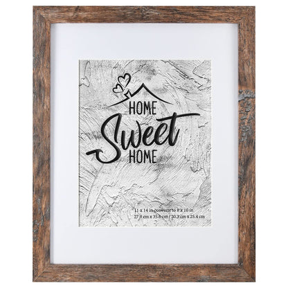 Califortree 5x7 Picture Frame - Can Display Photo 4x6 with Mat, Wood Frame with Shatterproof Plexiglass, Wall & Tabletop Display, Rustic Brown