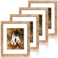 iRahmen 8x10 Picture Frame Set of 4, High Definition Real Glass Rustic Brown Frame, 8 x 10 Wood Photo Frames for Desktop Display and Wall Mounting