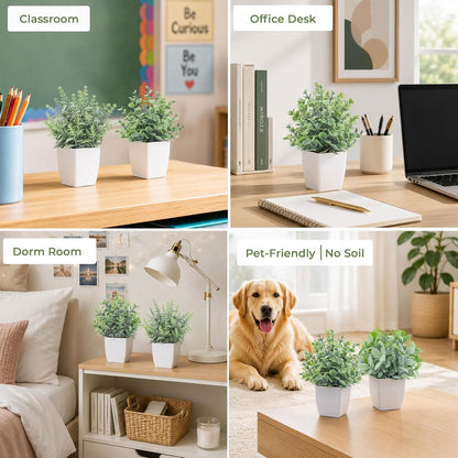 Der Rose 4 Pack 7" Mini Fake Plants, Artificial Plants for Bathroom Decor