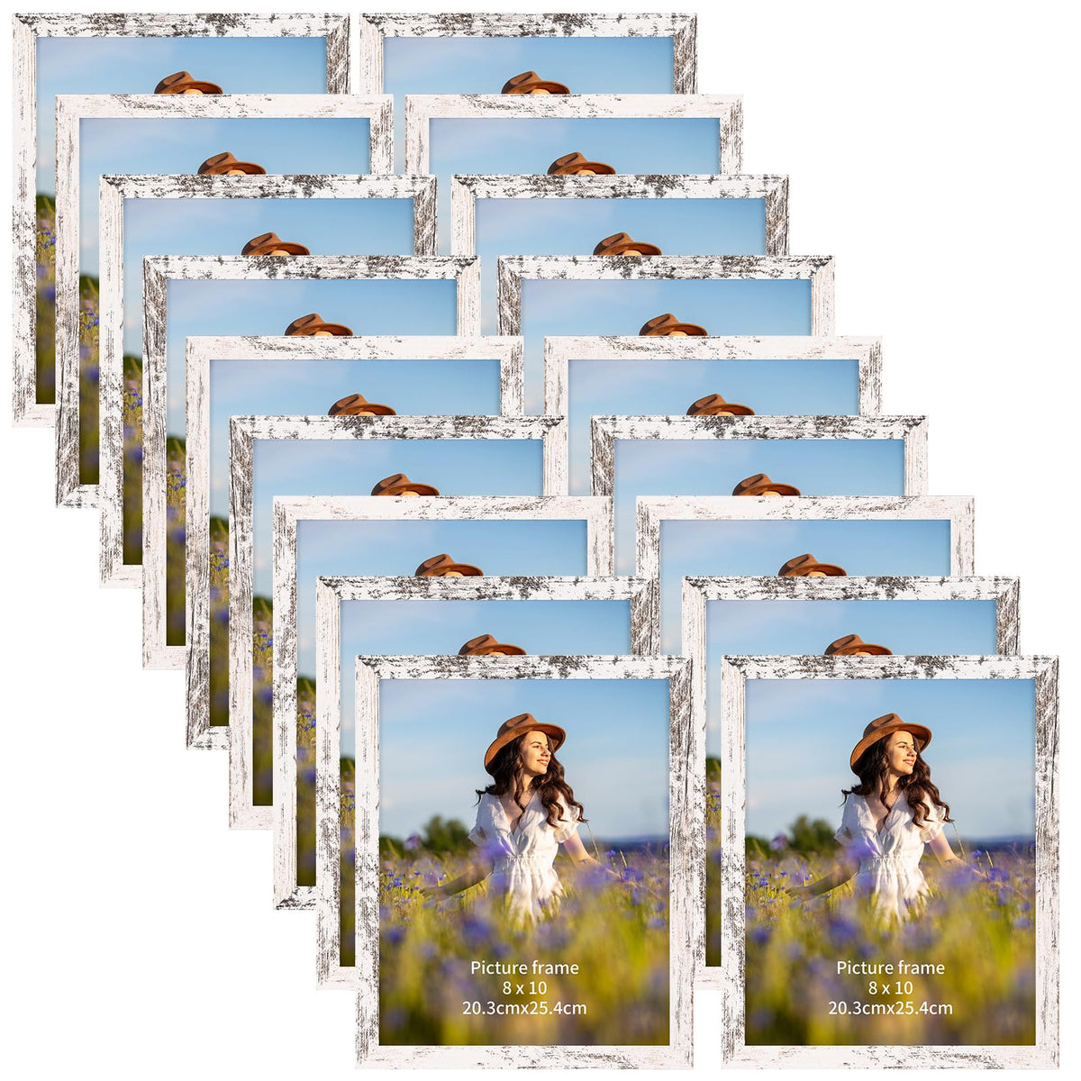 PETAFLOP Wooden Bulk 4x6 Picture Frame Set of 18, Rustic Brown Photo Frames Fits 4 by 6 for Wall or Tabletop Display