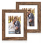 Hongkee 5x7 Picture Frame Set of 2, Real Glass and Wood Frame for Mat 4x6