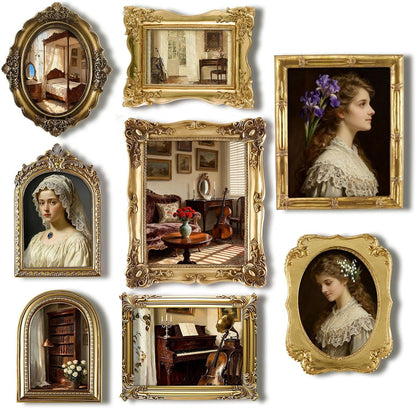 Lineshading 8 Pcs Vintage Picture Frames Set for Gallery Wall, Antique Gold