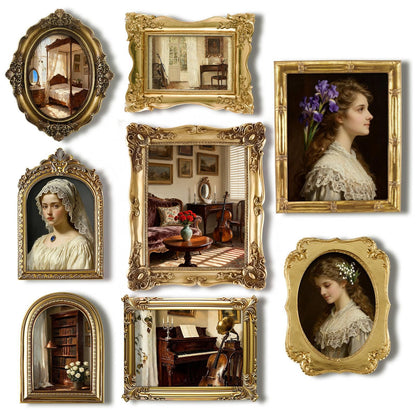 Lineshading 8 Pcs Vintage Picture Frames Set for Gallery Wall, Antique Gold