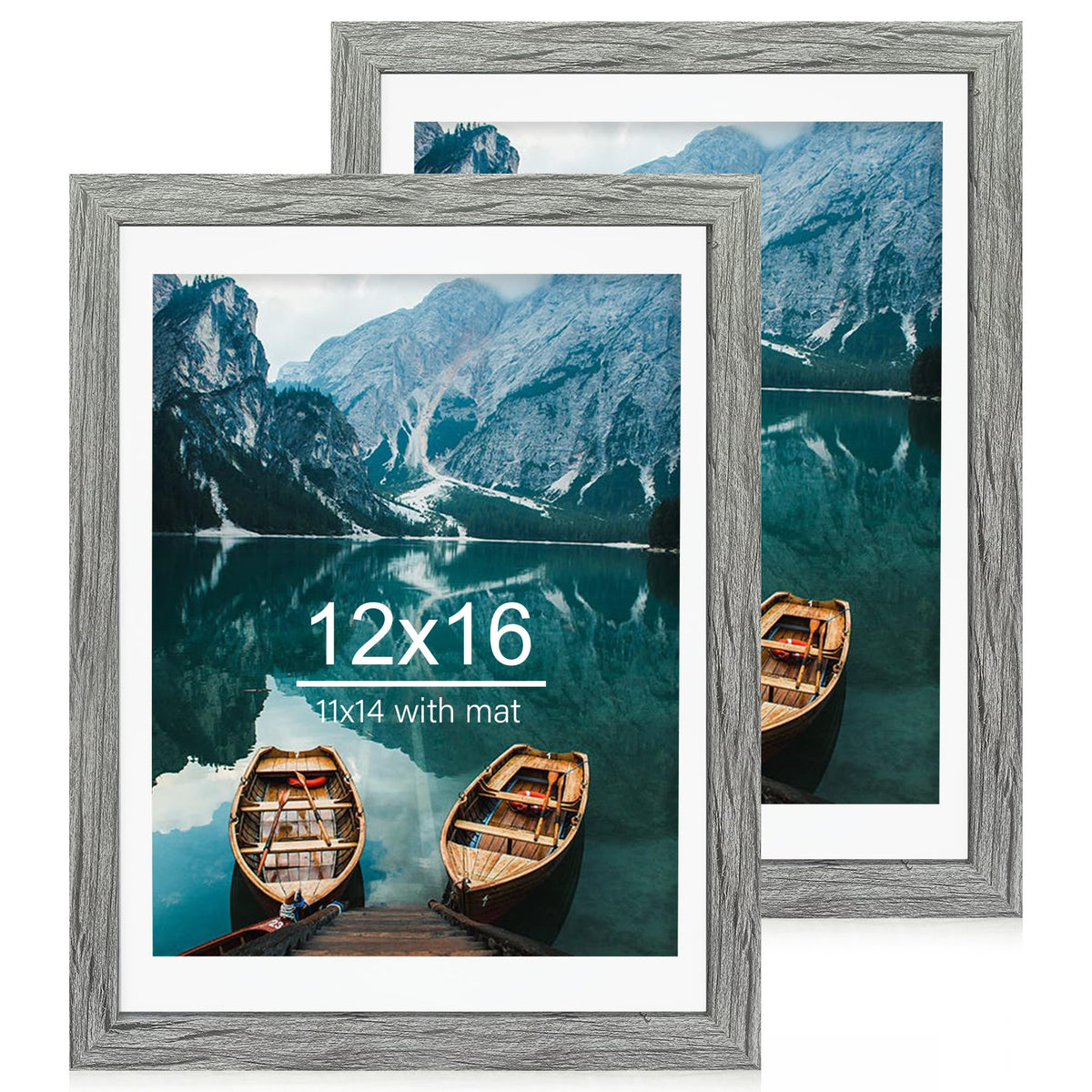 Hongkee 5x7 Picture Frame Set of 2, Real Glass and Wood Frame for Mat 4x6