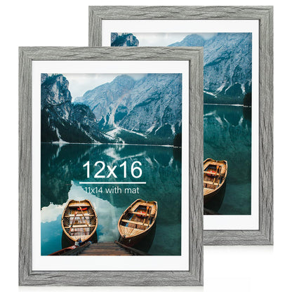 Hongkee 5x7 Picture Frame Set of 2, Real Glass and Wood Frame for Mat 4x6