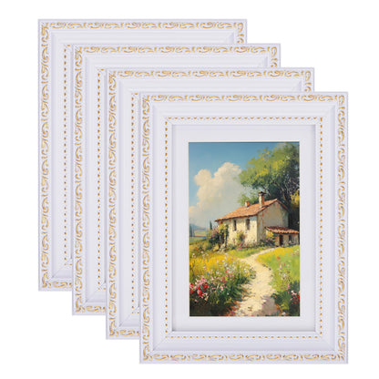 eletecpro 8x10 Vintage Picture Frame, Glass Cover, Gold, 4-Pack