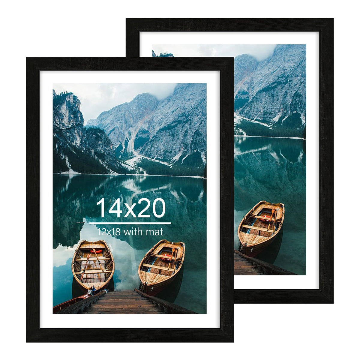 Hongkee 5x7 Picture Frame Set of 2, Real Glass and Wood Frame for Mat 4x6