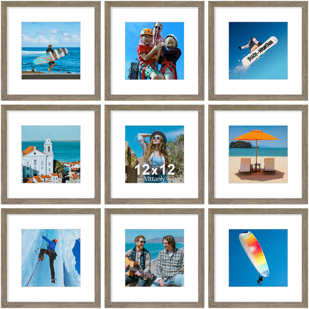 Vittanly 8x10 Picture Frames Set of 9 for Wall or Tabletop Display, Gold
