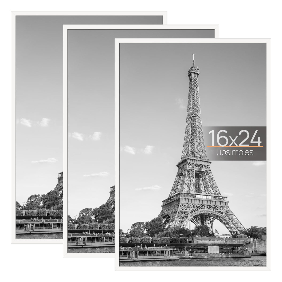 upsimples 16x24 Poster Frame, Easy Slide-In Assembly, Black, 3 Pack