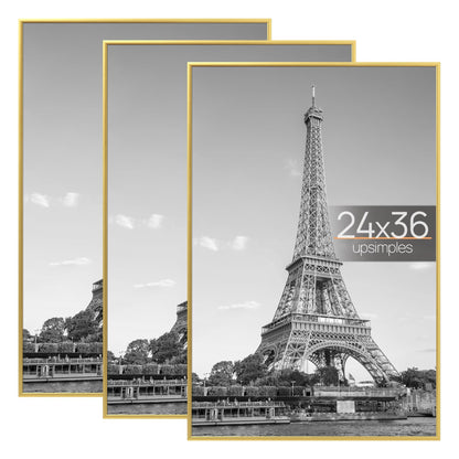 upsimples 16x24 Poster Frame, Easy Slide-In Assembly, Black, 3 Pack
