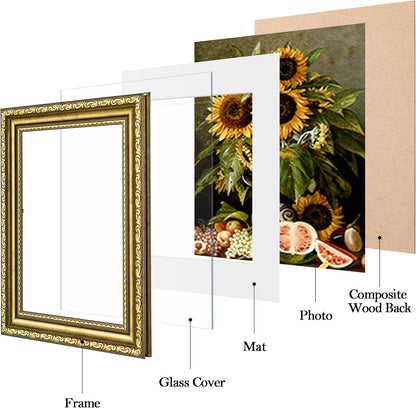 eletecpro 5x7 Vintage Picture Frame, Glass Cover, Gold, 2-Pack