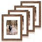 iRahmen 8x10 Picture Frame Set of 4, High Definition Real Glass Rustic Brown Frame, 8 x 10 Wood Photo Frames for Desktop Display and Wall Mounting