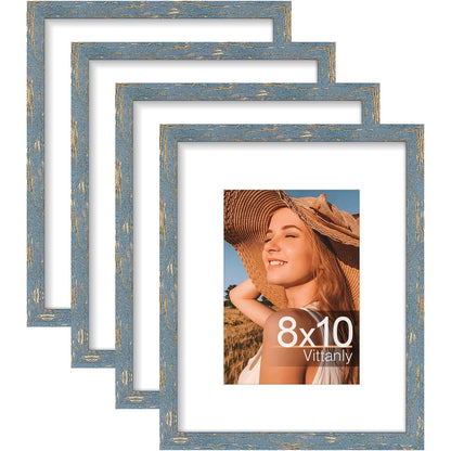 Vittanly 8x10 Picture Frames Set of 4, for Wall or Tabletop, Pale Pink