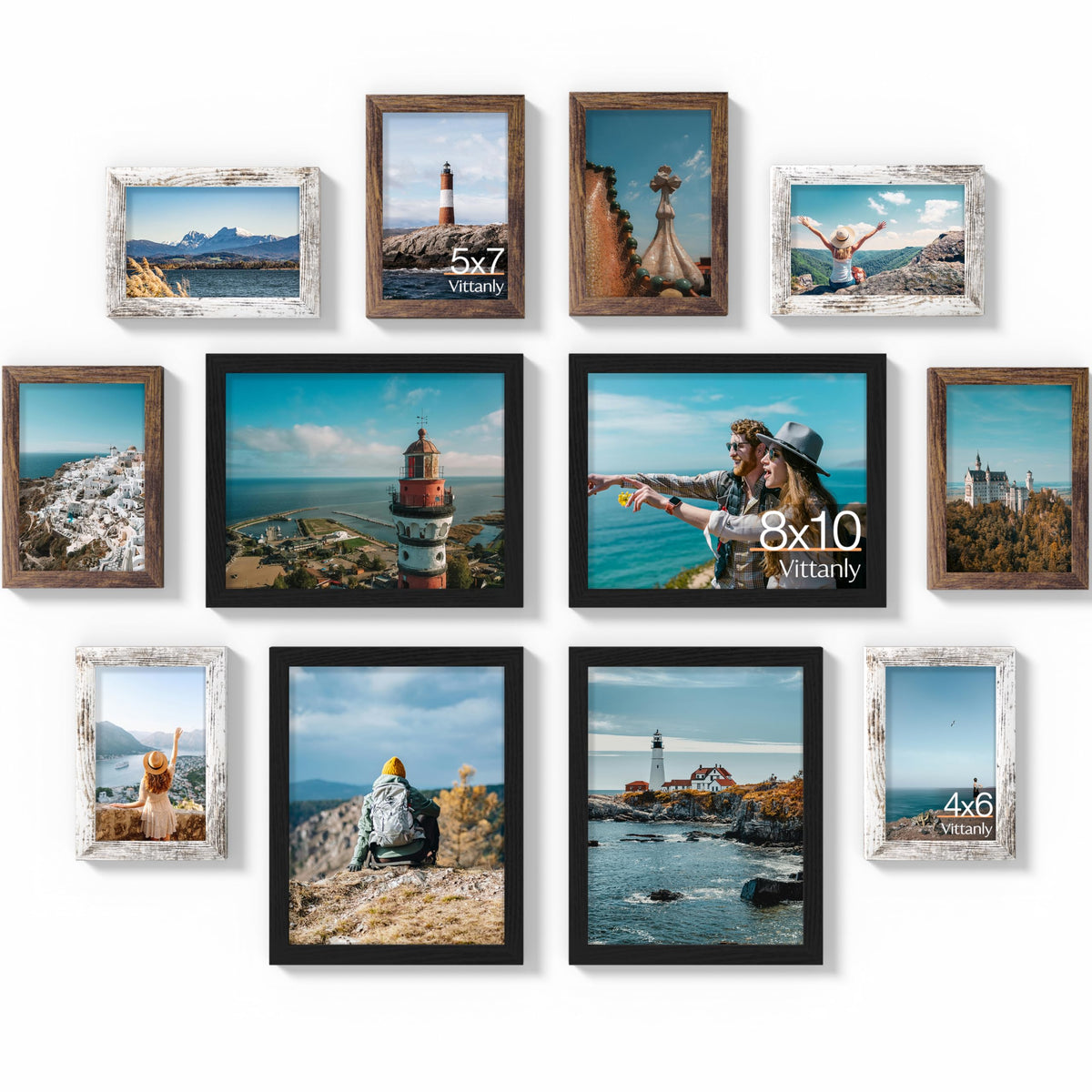 Vittanly 12 Pack Picture Frames Collage Wall Decor, Black