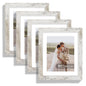 Hongkee 8x10 Picture Frame Set of 4, Real Glass and Wood Frame, 5x7 Mat