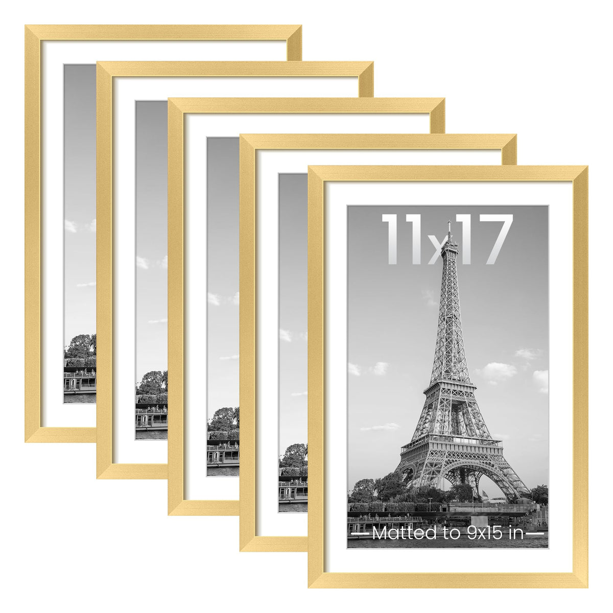 upsimples 11x14 Picture Frame, Gallery Wall Frames Set of 5, Gold