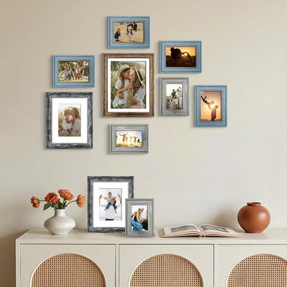 LUCKYLIFE Picture Frames Collage Wall Decor 10-Pack, Gallery Wall Frame Set with 11x14 8x10 5x7 4x6 Frames in 4 Different Finishes