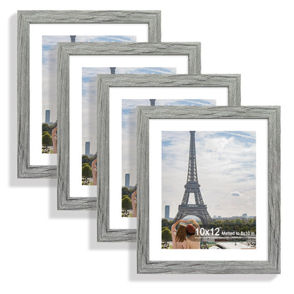 Hongkee 8x10 Picture Frame Set of 4, Real Glass and Wood Frame, 5x7 Mat