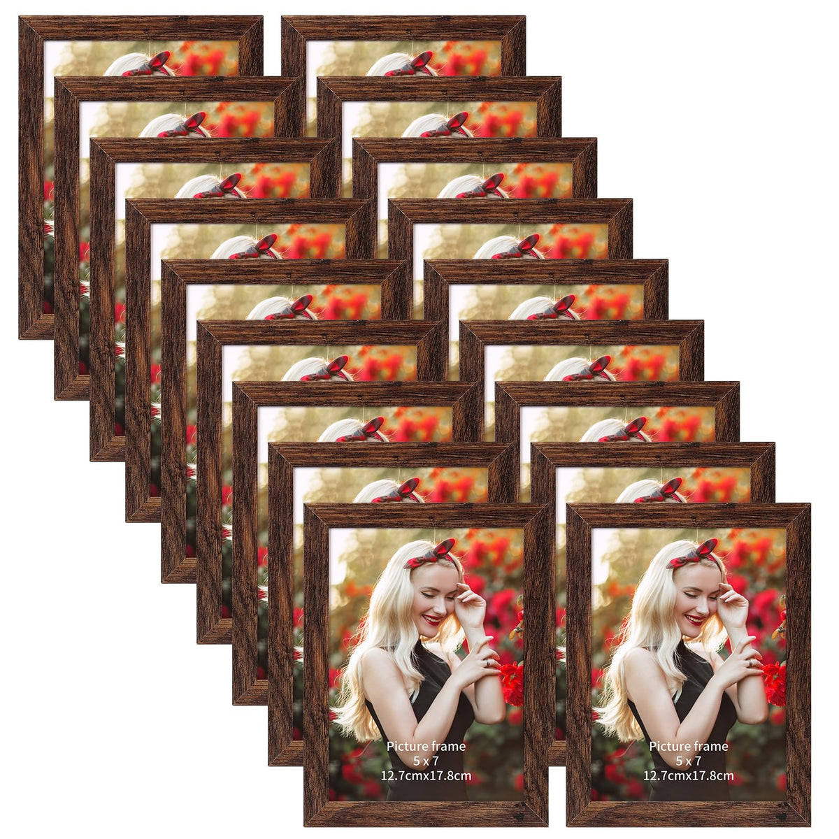 PETAFLOP Wooden Bulk 4x6 Picture Frame Set of 18, Rustic Brown Photo Frames Fits 4 by 6 for Wall or Tabletop Display