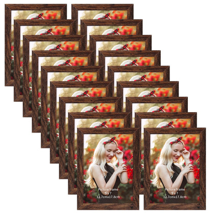 PETAFLOP Wooden Bulk 4x6 Picture Frame Set of 18, Rustic Brown Photo Frames Fits 4 by 6 for Wall or Tabletop Display
