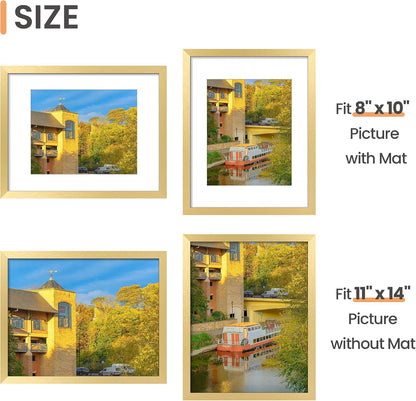 upsimples 11x14 Picture Frame, Gallery Wall Frames Set of 5, Gold