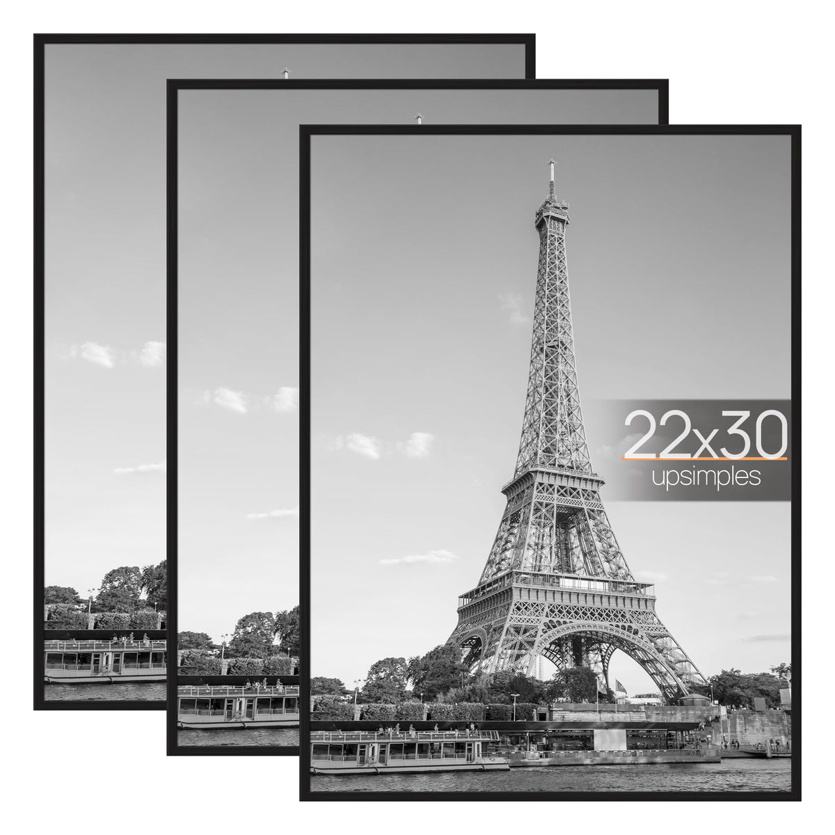 upsimples 16x24 Poster Frame, Easy Slide-In Assembly, Black, 3 Pack