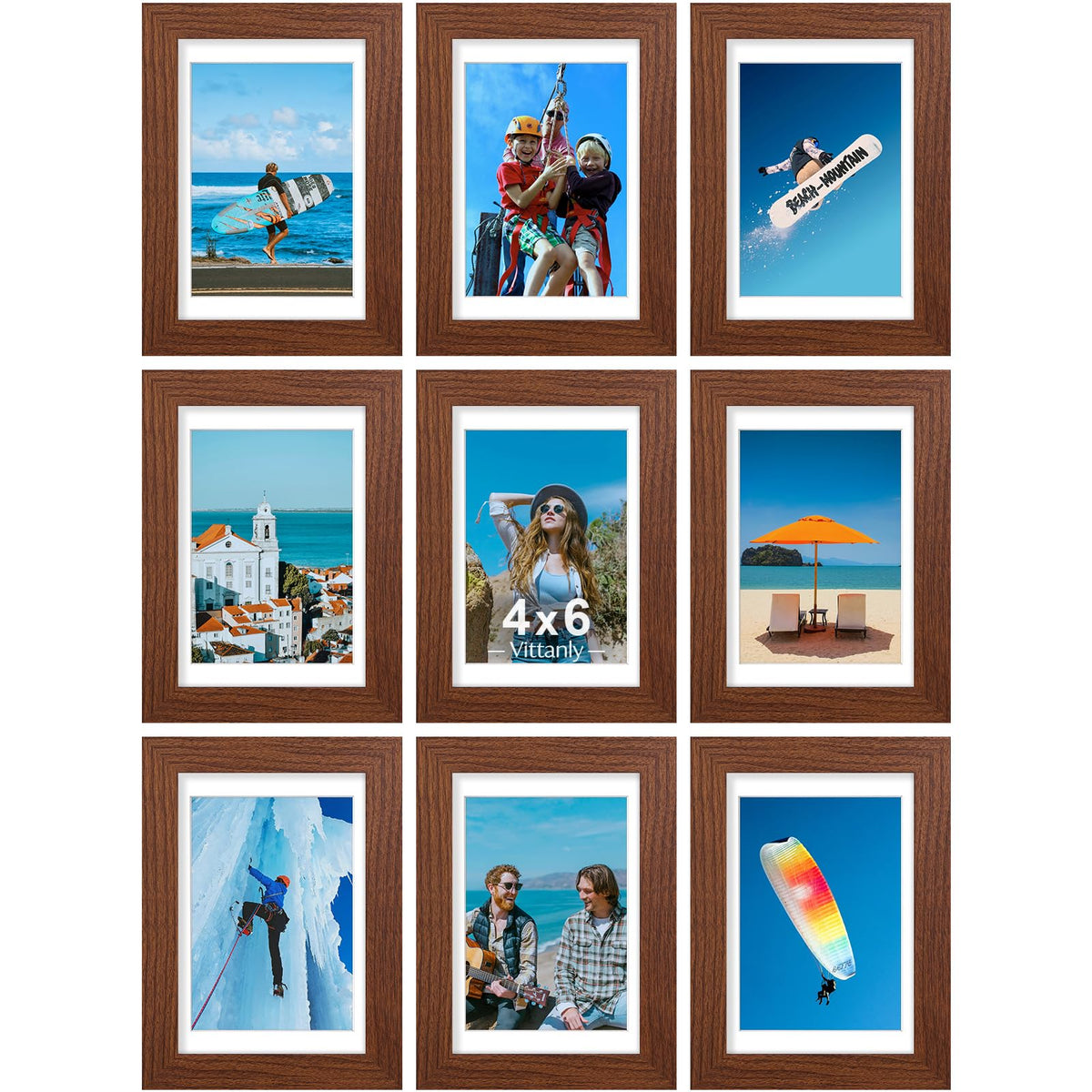 Vittanly 8x10 Picture Frames Set of 9 for Wall or Tabletop Display, Gold