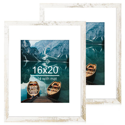 Hongkee 5x7 Picture Frame Set of 2, Real Glass and Wood Frame for Mat 4x6